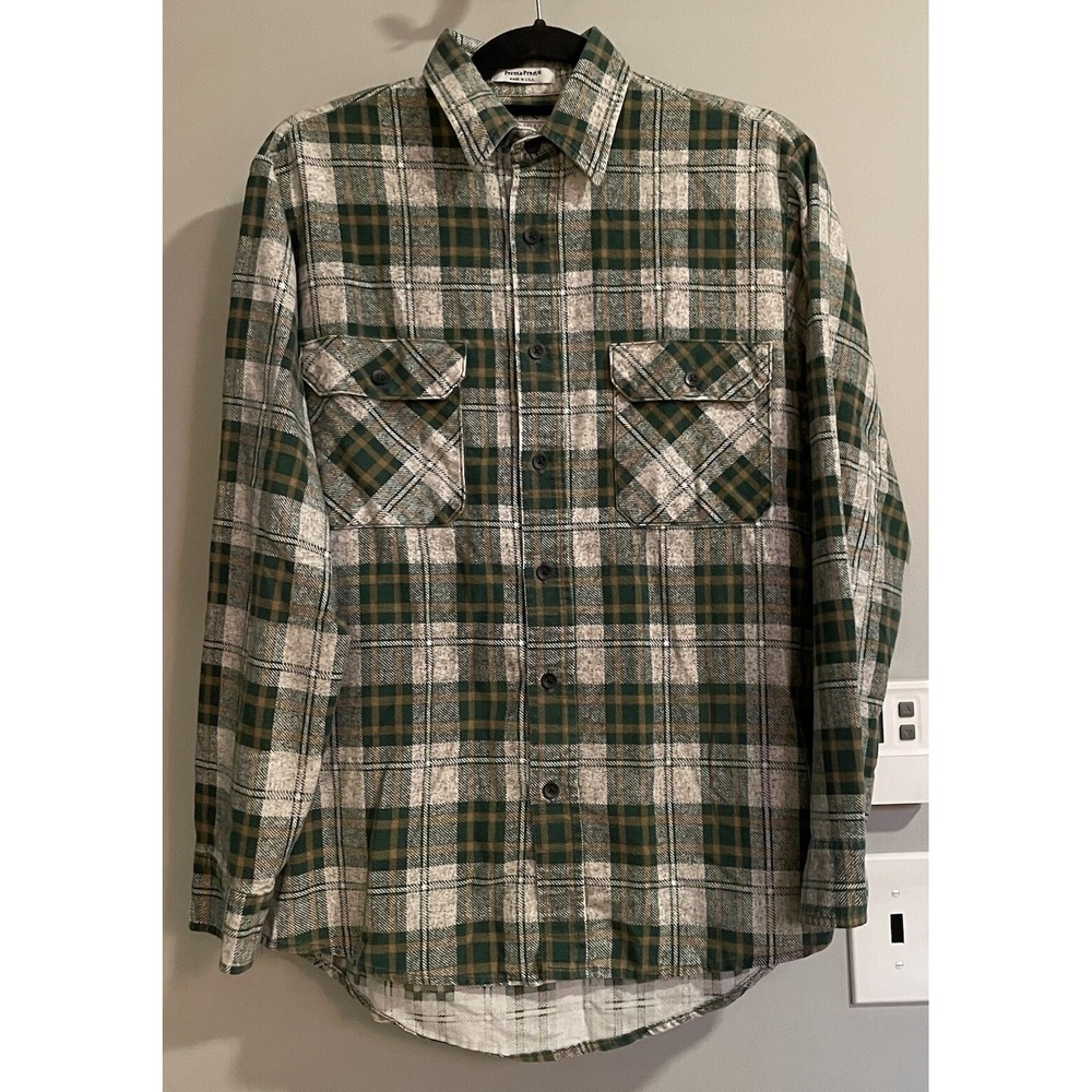 Sears The Mens Store Shirt Plaid Perma Prest Flannel Vintage USA Made‎ Medium